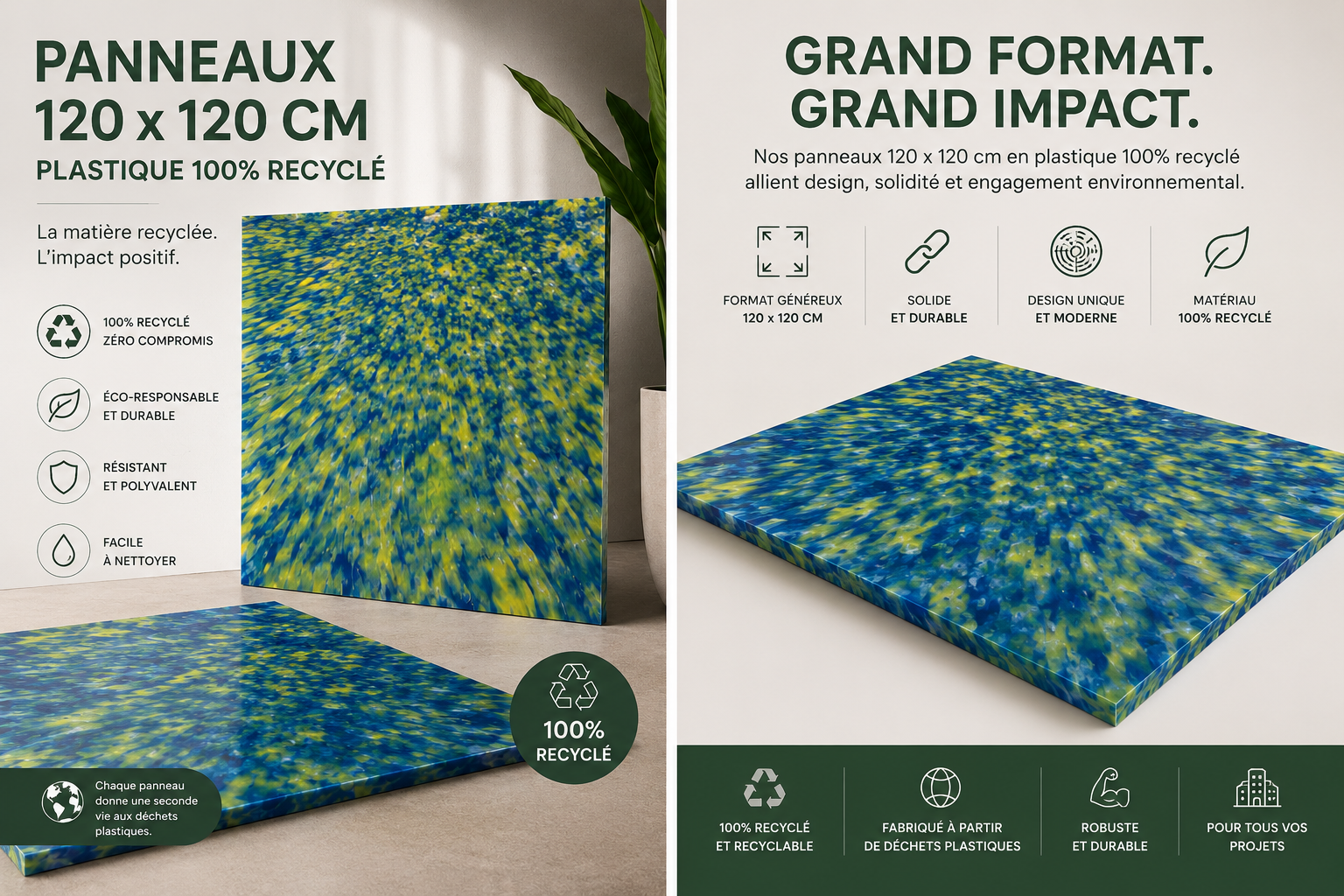 Plaque en plastique recyclé