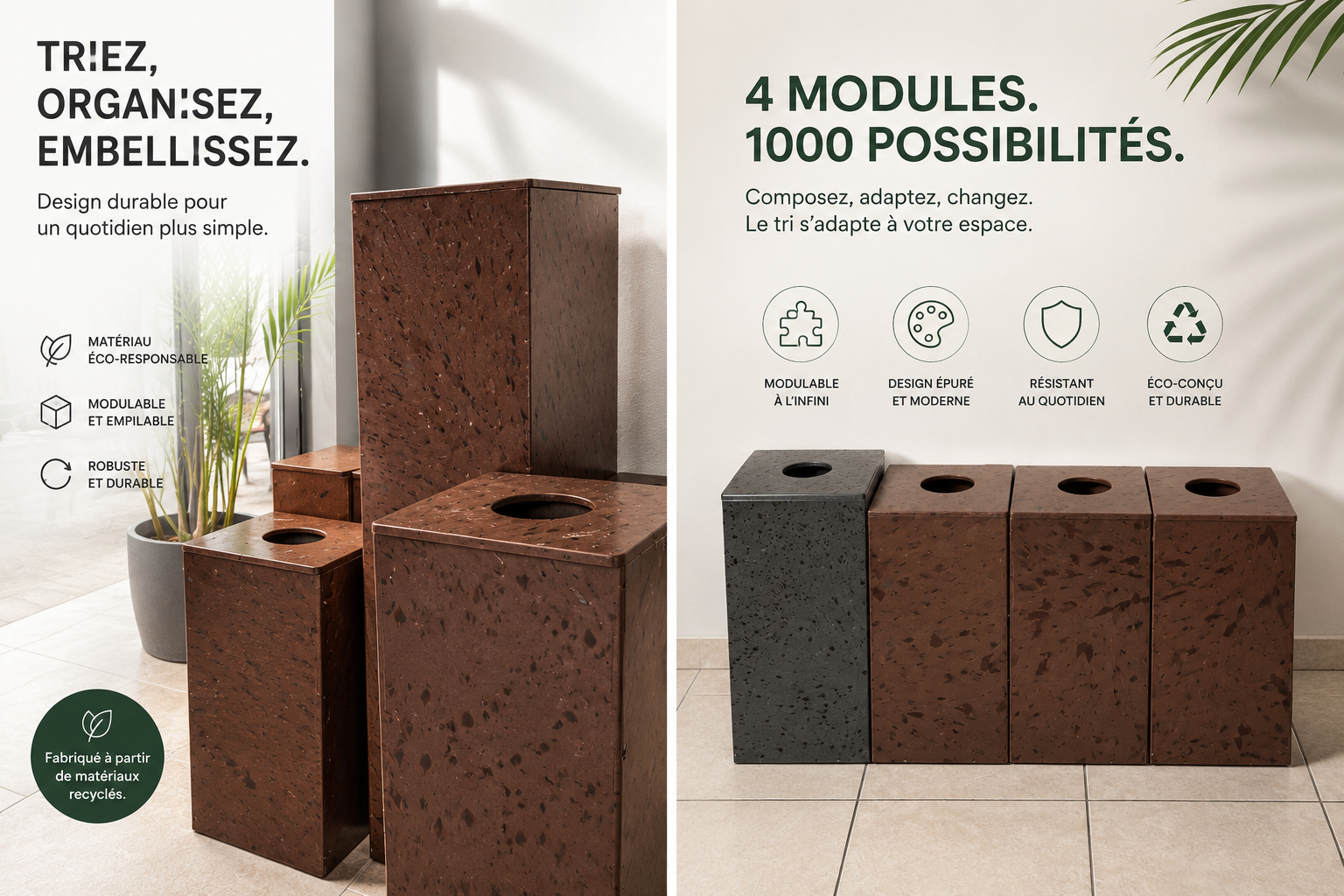 Poubelle en plastique recyclé